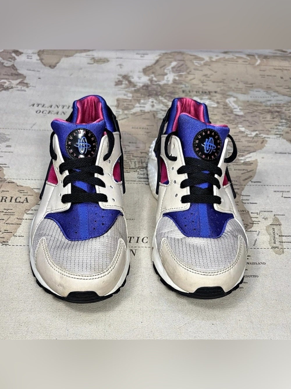 Nike Air Huarache Run GS Desert Sand Persian Violet 654275-036 Size 6.5Y E U C